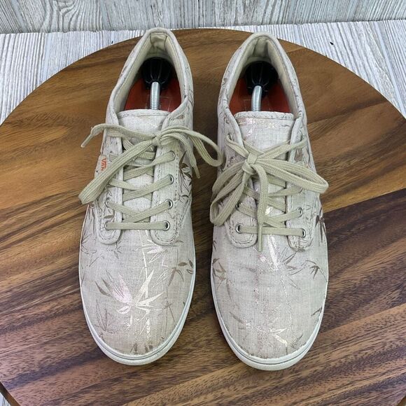 Vans Off the Wall Women’s 11 Tan Gold Palm Tree Sneakers Shoes - Picture 3 of 12